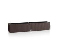 Lechuza BALCONERA Cottage 100 Jardinière de Balcon avec système d'irrigation, indicateur de Niveau d'eau et Insert pour Plantes, Aspect tressé, 99 x 19 x 19 cm, 15912, Moka