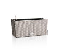 Lechuza Balconera Cottage 40 Jardinière de Balcon avec système d'irrigation, indicateur de Niveau d'eau et Insert pour Plantes, Aspect tressé, 40 x 19 x 19 cm, 15473, Gris Clair