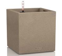 Lechuza – Pot de fleurs Stone Canto 40 – Réserve d'eau intégrée – Beige sable