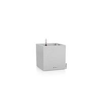 LECHUZA Pot de fleurs CANTO Stone 40 Low Blanc Quartz | Pot de fleurs avec système d'arrosage et bac à plantes | Aspect pierre naturelle | 40 x 40 x 40 cm | 13727