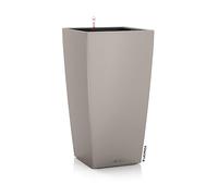 LECHUZA-Pot de fleurs CUBICO Color 40 brun sable | Pot de fleurs avec système d'arrosage et bac à plantes | Surface mate |39,5 x 39,5 x 75,5 cm | 13308