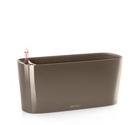 LECHUZA Pot à plantes DELTA Premium 20 Taupe brillant | Pot de table avec arrosage et bac à plantes | Surface brillante | 40 x 15 x 18 cm | 15566