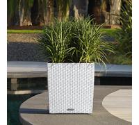 Lechuza Pot de fleurs Cottage Cube 40 Intérieur/Extérieur Réserve d'eau intégrée Blanc 40x40x40 cm