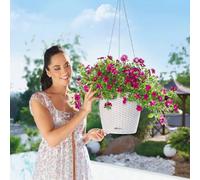 Lechuza - Pot de Fleurs d’Extérieur et d'Intérieur - Cottage Nido - Réserve d'Eau Intégrée - Coloris Blanc - Ø 27 x 23 cm