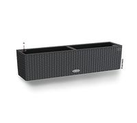 LECHUZA Bac à plantes BALCONERA Cottage 80 Granit | Balconnière avec système d'arrosage et 2 bacs à plantes | Aspect tressé | 79 x 19 x 19 cm | 15612