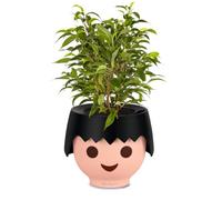 Lechuza OJO Pot de fleurs rond en polyrésine à arrosage automatique, Noir Corbeau, D21 H16 cm