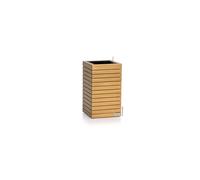 Lechuza PALO Natural Wood 16771 Pot de Fleurs en Bois d'eucalyptus Haut avec système d'irrigation, indicateur de Niveau d'eau et bac à Plantes, Surface en Bois véritable, 34,5 x 34,5 x 59 cm