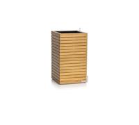 Lechuza PALO Natural Wood 16773 Pot de Fleurs en Bois d'eucalyptus Haut avec système d'irrigation, indicateur de Niveau d'eau et bac à Plantes, Surface en Bois véritable, 44 x 44 x 77 cm