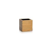Lechuza PALO Natural Wood 45 Low Pot de Fleurs en Bois d'eucalyptus avec système d'irrigation, indicateur de Niveau d'eau et bac à Plantes, Surface en Bois véritable, 44 x 44 x 46 cm, 16772