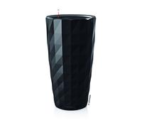 LECHUZA Pot à plantes DIAMANTE Premium Noir brillant | Colonne à plantes avec système d'arrosage | Surface brillante | Ø 40 x 75 cm | 15709