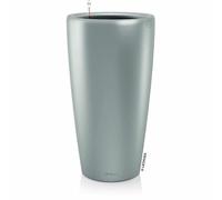 LECHUZA Pot à plantes RONDO Premium 40 Argent Métallisé | Colonne à plantes avec système d'arrosage | Surface métallique | Ø 40 x 75 cm | 15748