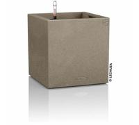 LECHUZA Pot de fleurs CANTO Stone 40 Low Beige sable | Pot de fleurs avec système d'arrosage | Aspect pierre naturelle | 40 x 40 x 40 cm | 13721
