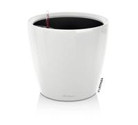LECHUZA-Vase à plantes CLASSICO Premium LS 28 Blanc brillant | Vase à plantes avec système d'arrosage | Surface brillante | Ø 28,5 x 26 cm | 16040