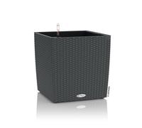 LECHUZA Pot de fleurs - Cube cottage 30 - 29,5 x 29,5 x 30 cm - 12 L - Kit complet - Granit