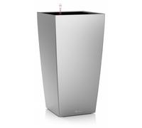 Lechuza - Pot de Fleurs d'Interieur - Premium Cubico - Réserve d'Eau Intégrée - Coloris Argent - 30 x 30 x 56 cm