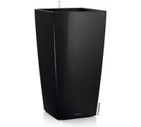 LECHUZA-Pot de fleurs CUBICO Premium 50 Noir brillant | Pot de fleurs avec système d'arrosage | Surface brillante | 50 x 50 x 95 cm | 18166