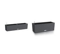 Lechuza - Pot de Fleurs d’Extérieur - Balconera Cottage 80 - Réserve d’Eau Intégrée - Coloris Granit - 79 x 19 x 19 cm & Pot de Fleurs d’Extérieur et d'Intérieur - Cottage Balconera - 50 x 19 x 19 cm