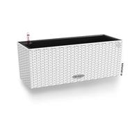 Lechuza - Pot de Fleurs d’Extérieur et d'Intérieur - Cottage Balconera - Réserve d'Eau Intégrée - Coloris Blanc - 50 x 19 x 19 cm