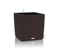 Lechuza - Pot de Fleurs d’Extérieur et d'Intérieur - Cottage Cube - Réserve d'Eau Intégrée - Coloris Moka - 30 x 30 x 30 cm