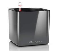 Lechuza - Pot de Fleurs d'Interieur - Cube Glossy - Réserve d'Eau Intégrée - Coloris Anthracite - 17 x 17 x 16 cm