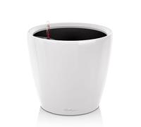 LECHUZA-Vase à plantes CLASSICO Premium LS 28 Blanc brillant | Vase à plantes avec système d'arrosage | Surface brillante | Ø 28,5 x 26 cm | 16040