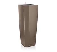 Lechuza - Pot de Fleurs d'Interieur - Premium Cubico Alto - Réserve d'Eau Intégrée - Coloris Taupe - 40 x 40 x 105 cm