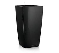 Lechuza - Pot de Fleurs d'Interieur - Premium Cubico - Réserve d'Eau Intégrée - Coloris Noir - 22 x 22 x 41 cm