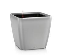 Lechuza - Pot de Fleurs d'Interieur - Premium Quadro Ls - Réserve d'Eau Intégrée - Coloris Argent - 21 x 21 x 20 cm