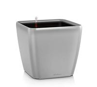 Lechuza - Pot de Fleurs d'Interieur - Premium Quadro Ls - Réserve d'Eau Intégrée - Coloris Argent - 35 x 35 x 33 cm