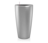 Lechuza - Pot de Fleurs d'Interieur - Premium Rondo - Réserve d'Eau Intégrée - Coloris Argent - Ø 32 x 56 cm