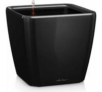 LECHUZA Pot de fleurs QUADRO Premium LS 50 Noir brillant | Pot de fleurs avec système d'arrosage | Surface brillante | 50 x 50 x 46,5 cm | 16289