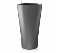 LECHUZA Pot de plantes DELTA Premium 40 Anthracite métallique | Colonne de plantes avec système d'arrosage | Surface métallique | Ø 39 x 75,5 cm | 15543