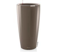 LECHUZA Pot de plantes RONDO Premium 40 Taupe brillant | Colonne de plantes avec système d'arrosage | Surface brillante | Ø 40 x 75 cm | 15744