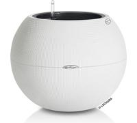 LECHUZA Pot PURO Color 50 Blanc | Pot avec système d'arrosage et bac à plantes | Aspect tissé | Ø 49 x 41,5 cm | 13340
