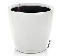 LECHUZA-Vase à plantes CLASSICO Premium LS 28 Blanc brillant | Vase à plantes avec système d'arrosage | Surface brillante | Ø 28,5 x 26 cm | 16040