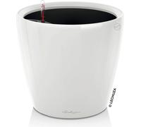 LECHUZA-Vase à plantes CLASSICO Premium LS 35 Blanc brillant | Vase à plantes avec système d'arrosage | Surface brillante | Ø 36 x 32,5 cm | 16060