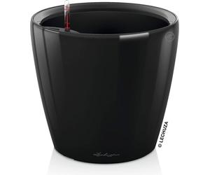 LECHUZA-Vase à plantes CLASSICO Premium LS 35 Noir brillant | Vase à plantes avec système d'arrosage | Surface brillante | Ø 36 x 32,5 cm | 16069