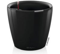 LECHUZA-Vase à plantes CLASSICO Premium LS 43 Noir brillant | Vase à plantes avec système d'arrosage | Surface brillante | Ø 43,5 x 39,5 cm | 16089