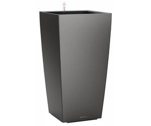 LECHUZA-Vase à plantes CUBICO Premium 30 Anthracite métallique | Vase à plantes avec système d'arrosage | Surface métallique | 29,5 x 29,5 x 56,5 cm | 18184
