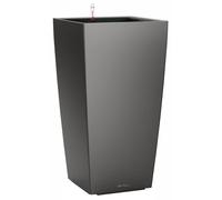 LECHUZA-Vase à plantes CUBICO Premium 40 Anthracite métallique | Vase à plantes avec système d'arrosage | Surface métallique | 39,5 x 39,5 x 75,5 cm | 18194
