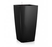 LECHUZA-Vase à plantes CUBICO Premium 40 Noir brillant | Vase à plantes avec système d'arrosage | Surface brillante | 39,5 x 39,5 x 75,5 cm | 18196