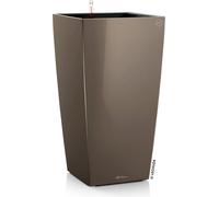 LECHUZA-Vase à plantes CUBICO Premium 40 Taupe brillant | Vase à plantes avec système d'arrosage | Surface brillante | 39,5 x 39,5 x 75,5 cm | 18215