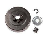 Lecreatekit Kit de pignon de tambour d'embrayage pour tronçonneuse, pas 3/8, 6 dents avec rondelle de roulement E-Clip, compatible avec MS170 MS180 MS210 MS230 MS250 017 018 021