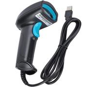 Lecteur de codes-barres portable à 360°, connecté par USB, résistant aux chutes, pour systèmes de point de entrepôts et supermarchés (noir et bleu)