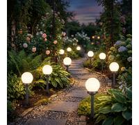 LED 8x Solaire Boule Lumières Terrasse Véranda Extérieur Cour Fiche Jardin Route