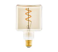 Eglo Ampoule LED E27 dimmable, ampoule filament vintage ambrée, lampe à incandescence décorative en forme de cube avec spirale, 4 watts, 180 lumens, blanc chaud, 1600 Kelvin, Ø 9,5 cm