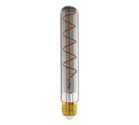 Eglo Tube LED E27 dimmable, ampoule filament vintage spirale, lampe à incandescence en forme de tige, verre fumé, 4 watts, 50 lumens, blanc chaud, 1700 Kelvin, T30, Ø 3 cm