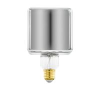 Eglo Ampoule LED E27 dimmable, ampoule filament vintage noir et transparent, lampe à incandescence décorative en forme de cube avec spirale, 4 watts, 50 lumens, blanc chaud, 1700 Kelvin, Ø 9,5 cm