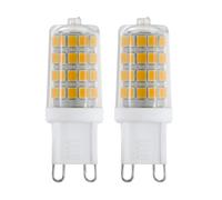 Eglo Lot de 2 ampoules à broche LED G9, lampes crayon, 3 watts chacune (équivalent 30 watts), 320 lumens, blanc chaud, 3000 Kelvin, Ø 1,6 cm