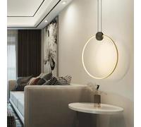 LED Annulaire Suspension 40cm Dorée Cercle Luminaire Suspendue Laiton H65 Lampe Silicone Abat-jour Grand Eclairage Indirect 3 Températures de couleur Ronde Suspension pour Bureau Couloir Hôtel